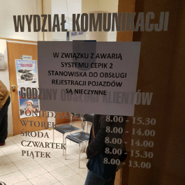 Awaria w Wydziale Komunikacji - Kliknięcie w obrazek spowoduje wyświetlenie jego powiększenia