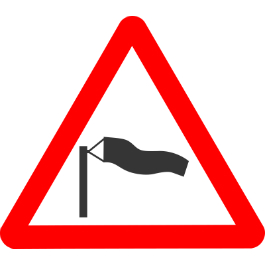 grafika przedstawia znak ostrzegawczy i worek kierunku wiatru - Kliknięcie w obrazek spowoduje wyświetlenie jego powiększenia