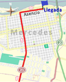 Últimos kilómetros de la primera etapa de la Vuelta Ciclista Chaná 2015.png