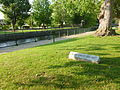 "WE SAY 'STICK TO YOUR TEXT'" panel in Lucy Larcom Park; Lowell, MA; 2011-08-20.JPG