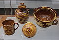 BLW Burgess Hill earthenware (mug, tobacco jar, flask and chamber pot).jpg