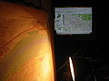 Gedrucke und digitale OpenStreetMap Karte auf Wikipedia-Tag 2009.JPG