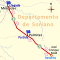 Recorrido del primer tramo de la segunda etapa de la Vuelta Ciclista Chaná 2015.png